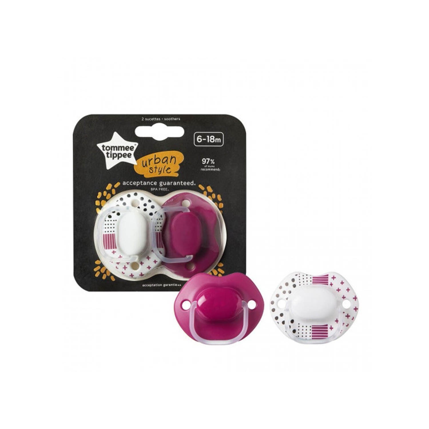 Sucette Tommee Tippee 6-18 mois Rose