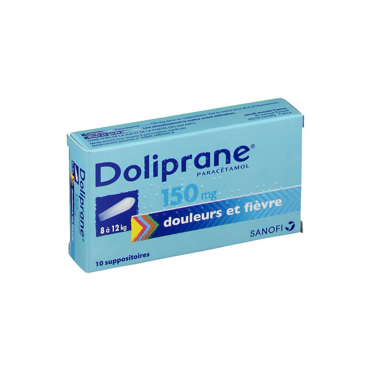 Doliprane Paracetamol 150mg 10 Suppositoires Docmorris France