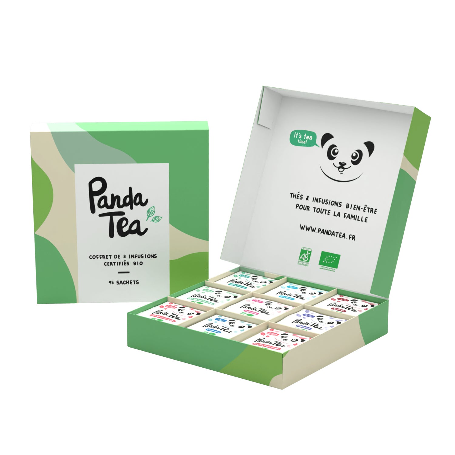 Panda Tea Coffret Sélection Thé Glacé et Infusion Glacée, 4 mélanges  réunies dans 1 coffret, 20 sachets, Assortiment Découverte, Idée cadeau  Fête des Grand-Mères et Mères
