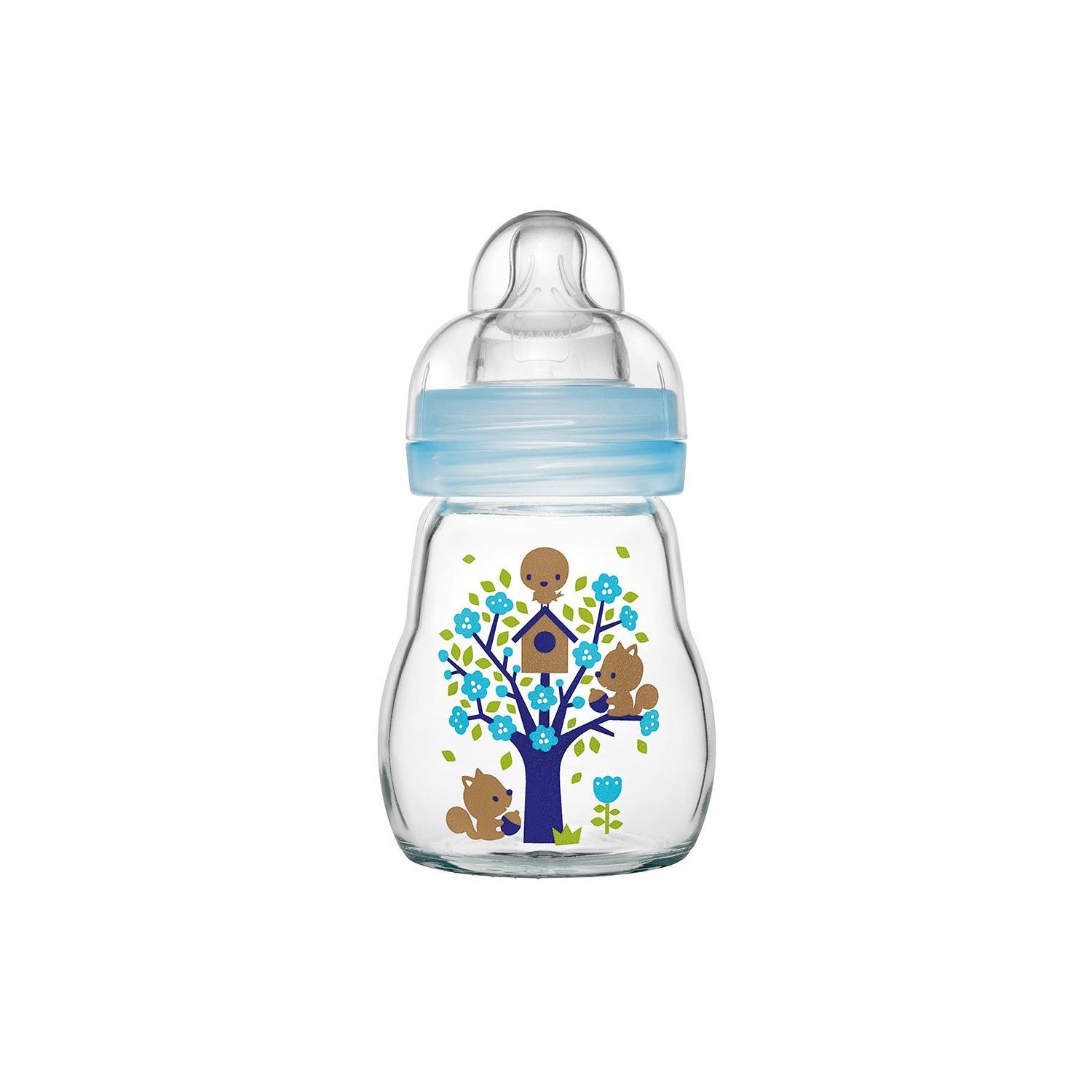 MAM Feel Good Biberon en verre (90 ml), gourde stable pour bébé avec tétine  taille 0 & Feel Good Biberon en verre (170 ml), biberon stable à large