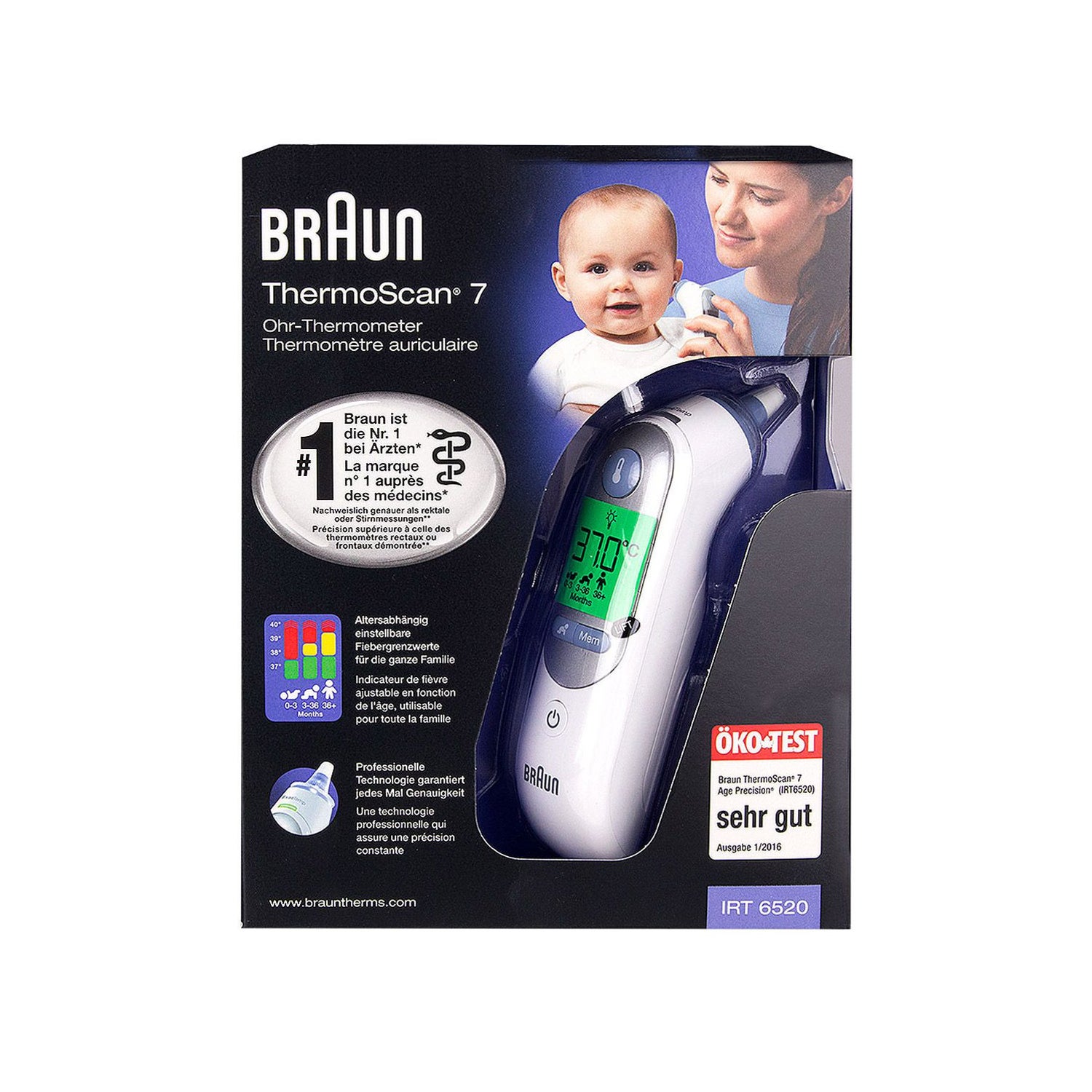 Braun ThermoScan 3 Thermomètre auriculaire - Mesure en 1 seconde -  Indicateur sonore de fièvre - Affichage numérique - Convient aux bébés et  aux